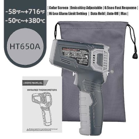 Infrarødt Termometer Digital Laser Termometer Pistol LCD Temperaturmåler Berøringsfri Laser Pyrometer 380 Habotest Ht650a