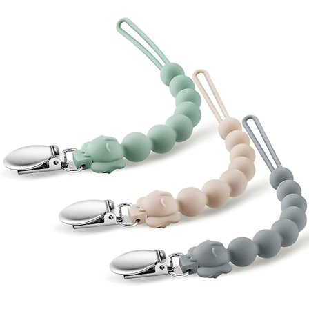 Silikone Sutteholder med Design i Ét Stykke, pakke med 3 BPA-fri Suttelænker til Drenge/Piger