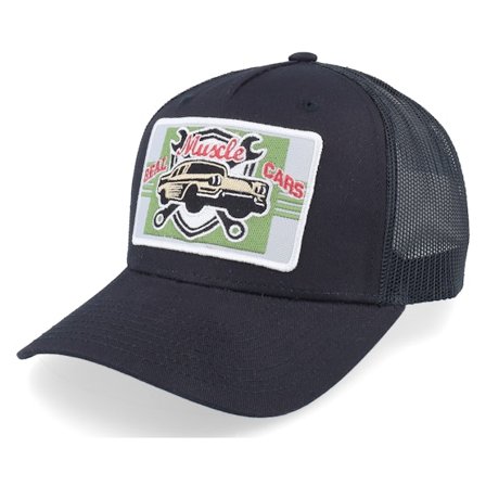 Iconic - Sort trucker Kasket - Real Muscle Cars Sign Black A-frame Trucker @ Hatstore