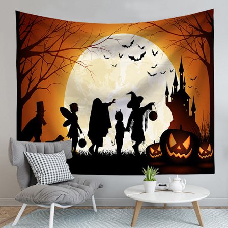 Halloween Väggbonad, Måne Natt Bat Väggbonader, Semester