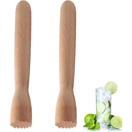2 st Muddler i trä, hygienisk ismudler, enkel att använda och rengöra för att göra läckra cocktails, drycker och juicer