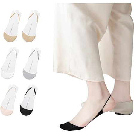 6 par tåstrumpor, osynliga bomullsstrumpor, fiskformad tå, svarta beige höga coupion-inlägg