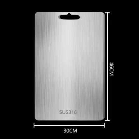 46x30cm-Förtjockad Antibakteriell och Svampdödande Skärbräda i Rostfritt Stål för Hemmakök Knådningsbord