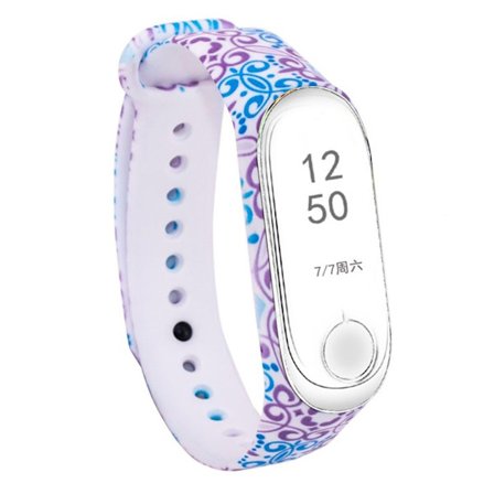 Xiaomi Mi Band 3 / Mi Smart Band 4 klockarmband i blommig silikon - Hyacint