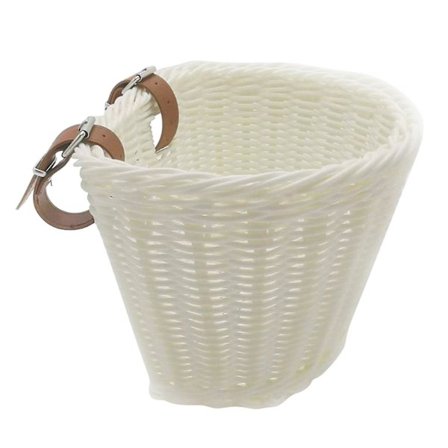 Retro sykkelkurv i flettet rotting, foran på sykkelen, kurv til styret, oppbevaringskurv