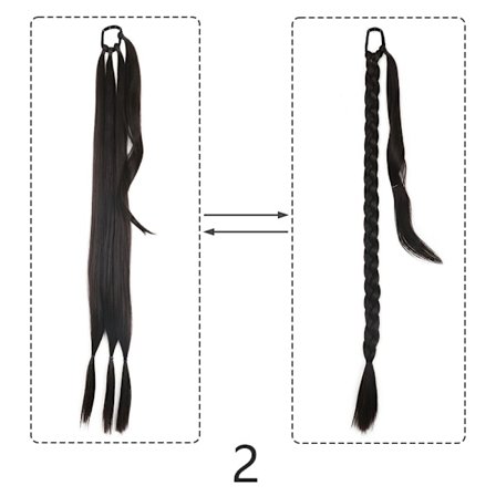34" Erikoispitkä poninhäntä hiussolmiolla synteettinen punos poninhäntäpidennys Luonnolliset mustat hiukset Suorat tekohiukset itse punottu