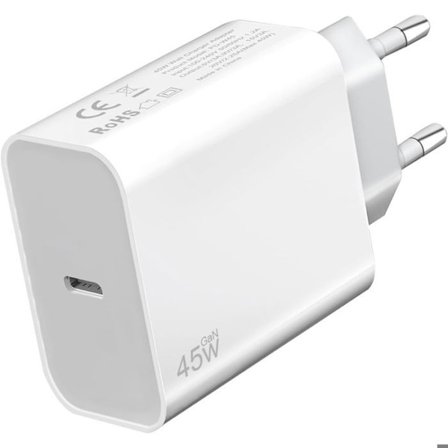 Hurtigoplader USB-C - e.f.connection - 45W - Hvid - Kompatibel med Samsung Galaxy A16 A17 A36 A56 S25