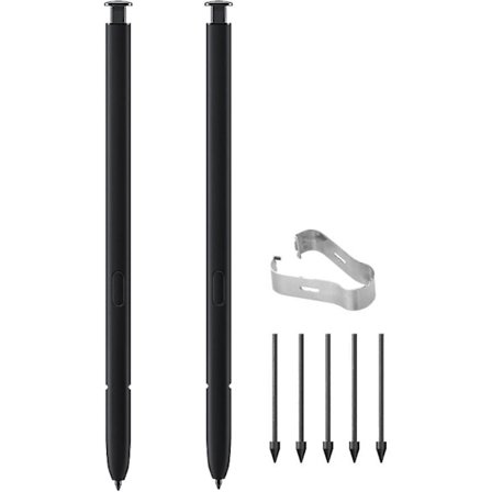 2 stk S23 Ultra Pen erstatningspenn Styluspenn for Samsung Galaxy S23 Ultra S Pen (uten bluetooth) med spisser/tupper (svart) Svart