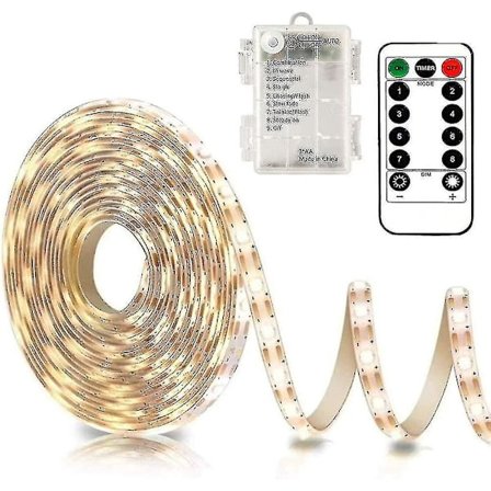 3m Batteridrevne LED-strimler med fjernbetjening, 90 LED-lysstrimler, vandtætte