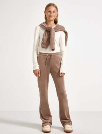 Lindex Utsvängda Byxor I Velour - Beige - 146