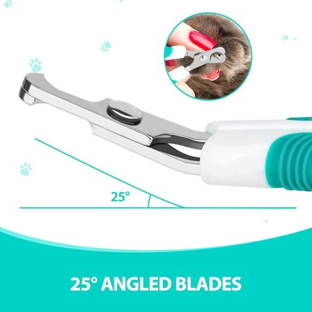 Profesjonelle kjæledyr neglesaks, katteklosaks, unikt 25 graders klippehode, ideelt for valper, valper, katter og kaniner - blå hvit