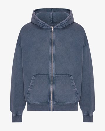 Organic Oversized Zip Hood - Neptune Blue S