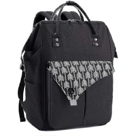 Ryggsekk for kvinner til skole, universitet, reise, fritid, jobb med laptop-rom og svart anti-tyveri-veske