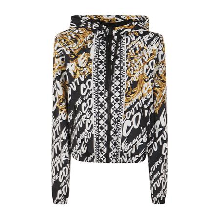 Versace Jeans Couture, Brush Couture Outerwear 50D Aced PR Logo Czarny, Kobieta, Rozmiar: S