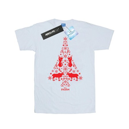 Disney Dam/Damer Frozen Julgran Bomull Boyfriend T-Shirt L Vit