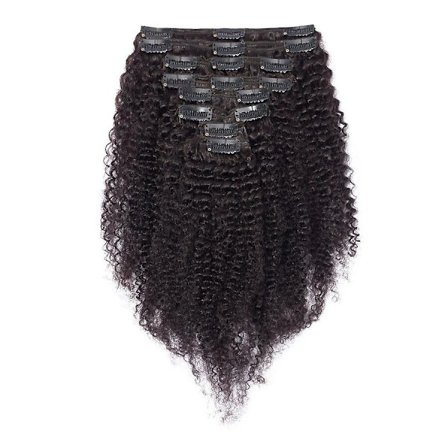 8 stk Afro Curly Clip In Menneskehår Extensions Brasiliansk Hår-WELLNGS