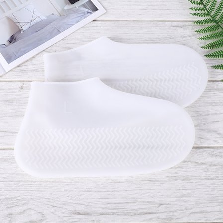 Genanvendelige silikone vandtætte skoovertræk, skridsikre silikone overtrækssko regnsko overtræk til mænd, kvinder og børn - Hvid (M)