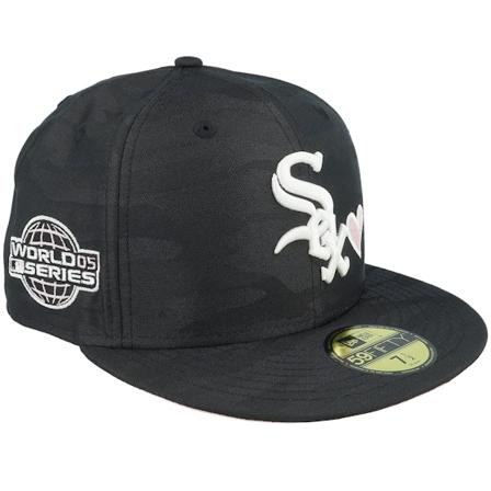 New Era - MLB Zwart fitted Cap - Chicago White Sox Mighty Mega 59FIFTY 05 World Series Black Camo/Pink Fitted @ Hatstore