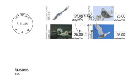 Grønland - Frankeringsmærker 2025: Sneugler - Førstedagskuvert