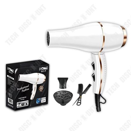 Hårtørrer - TD - 3000W - Ionsk - 3 varmeindstillinger - 2 hastigheder - Inkluderede tilbehør