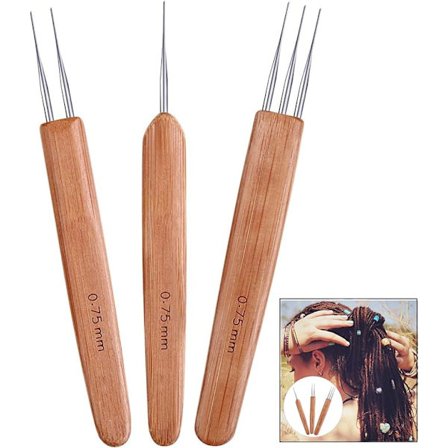 Sett med 3 heklenåler for hår, hårnåler for hårforlengelse