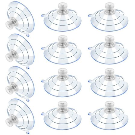 12 store sugekopper i plast, gennemsigtige sugekopper, anti-kollisionssugekop i gummi, metalsugekop, stærk gennemsigtig PVC-erstatning