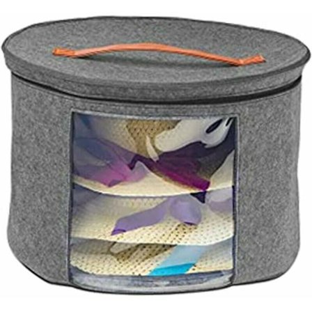 Hattförvaringslåda med lock, stor rund hattförvaringsväska för kvinnor