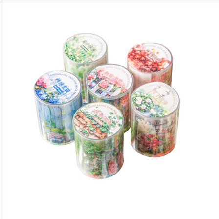 Scrapbook Washi Tape 6 Ruller Estetisk Washi Tape Sett, PET Washi Tape med Diverse Dekorative Mønstre for Journal, Dagbøker, Planleggere, Håndverk 