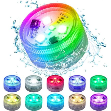 Vanntett nedsenkbar LED-belysning: Fjernkontroll RGB-lys, egnet for hagedammer, akvarier, svømmebasseng (10 stk)