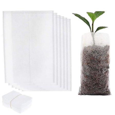 200 stk planteposeplanter frøplante barnehage ikke-vevd biologisk nedbrytbare poser for hage, 8 x 10 cm