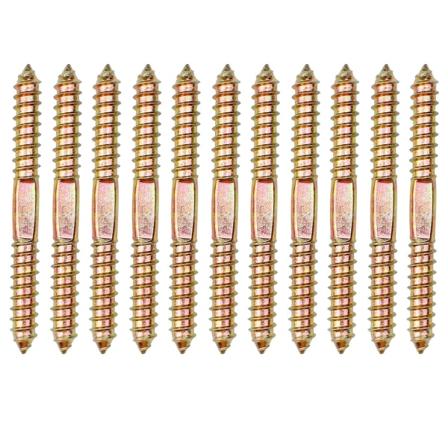 Pakke med 10 stk. treskruer med bolt, 80 * 8 mm, gjengede, selvskruende, for møbelmontering