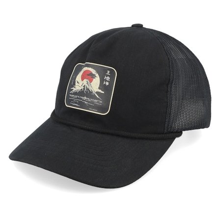 Iconic - Zwart trucker Cap - Japanese Mountain Print 939 Bachelor Black Trucker @ Hatstore