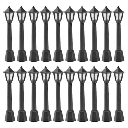 20 stk. miniature landskab miniature landskab dekoration model lampe gadelampe simulation lampe (8.00X2.00X2.00CM, sort)