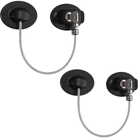 2st Limit Kabellås, Kylskåpsdörrlås Barnsäkerhet Superlimlås för Kylskåp Låda Fönsterdörrlåsverktyg (svart)