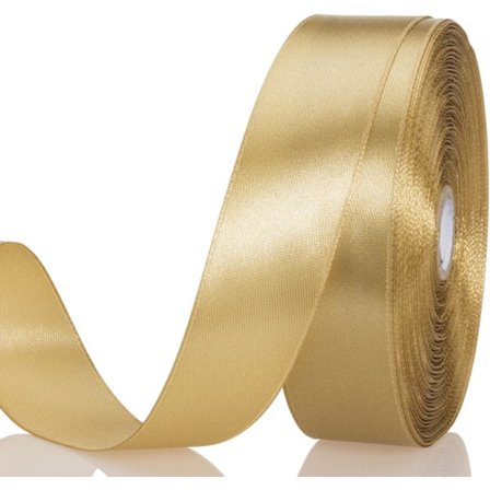 1 tomme Champagne Gull Solid Satengbånd, 25 Yards Håndverksstoffbånd for Gaveinnpakning Blomsterbuketter Bryllupsfestdekorasjon