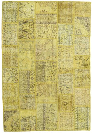Noué À La Main Patchwork Tapis 159X236 De Laine Jaune/Vert Petit