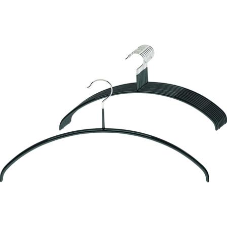 10-pakke sklisikre kleshengere, perfekt for T-skjorter og gensere, 360° dreibar krok, 40 cm, svart
