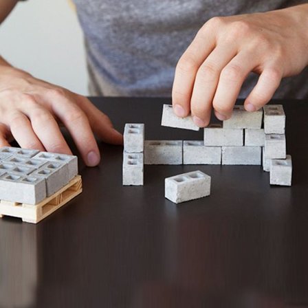 NYE 32 stk. Mini Cement Slaggeblokke Byg Din Egen Lille Mur Mini Røde Mursten GY