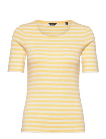 Striped 1X1 Rib Lss T-Shirt T-shirts & Tops Short-sleeved Keltainen GANT