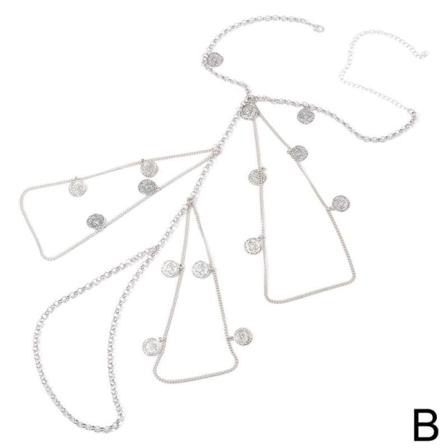 Yuanm Rhinestones Ben Lårkedja Glänsande Kvinnor Sexig Kroppskedja Le