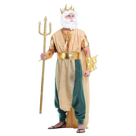 Karneval 2024neptune Havfrue Kostyme Menn Sexy Poseidon Fancy Dress Halloween Purim Karneval Mardi Gras Antrekk-WELLNGS