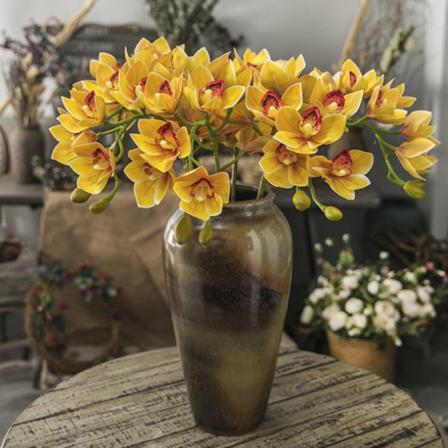 Artificiell Cymbidium Bukett Phalaenopsis Bröllop Hem Present