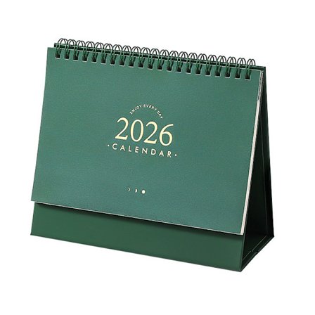 Bordkalender 2026, 2026 Metal Ring Dobbeltindbundet Månedskalender til Hjem, Kontor, Skole (Grøn)