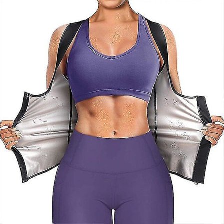 Dam Bastu Shaper Väst Thermo Sweat Shapewear Linne Bantningsväst Waist trainer Korsett Gym Fitness Hot Workout Dragkedja Skjorta,02
