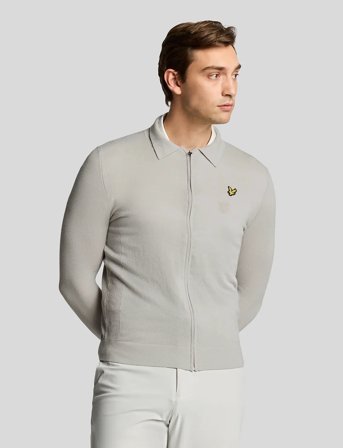 Lyle & Scott Sport Lightweight Knitted Collared Cardigan - Grey - XL