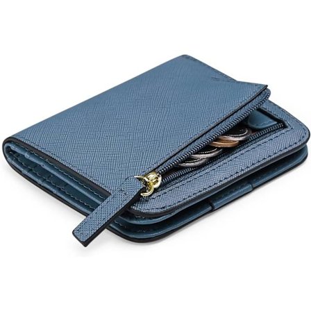 Kvindernes pung RFID blokering læder kompakt bifold pung til kvinde lynlås møntlomme lille damer pung med ID-vindue