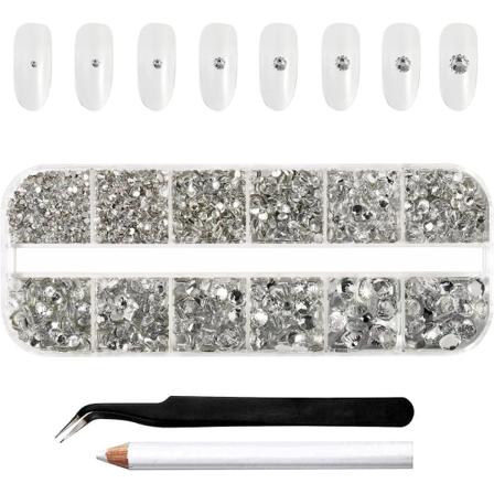 2000 stk. Rhinestone flade glas runde krystal ædelstene er