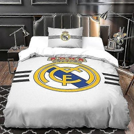 Real Madrid Ultra Soft Påslakanset, Dubbelsäng, Tryckt Mikrofiber Påslakanset med Dragkedja 135*200 CM