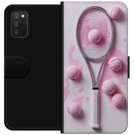 Kompatibelt Lommeboketui til Samsung Samsung Galaxy A03s Rosa glasskuler og tennisracket i et kreativt, stille bilde med leken popfølelse og moderne