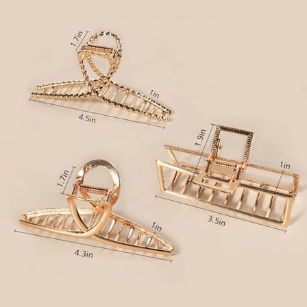 Metal Hårklemmer, Hårklemme til kvinder, 3 stilarter Hårklemmer Hårtilbehør til kvinder Tykt hår & tyndt hår, Skridsikre hårklemmer til at holde håret